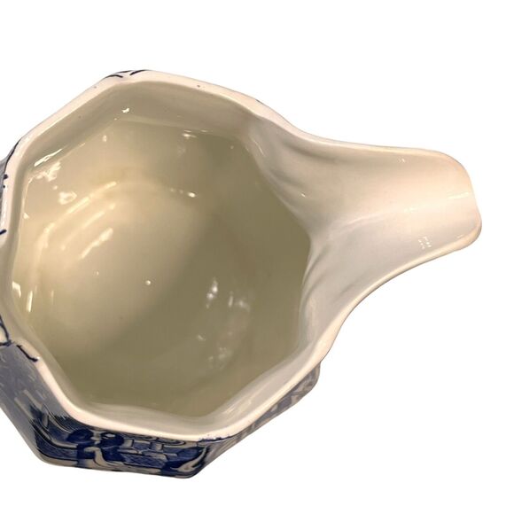 Vtg English William Adams Double Sided Blue & White Pottery Pitcher Oriental - Picture 9 of 12